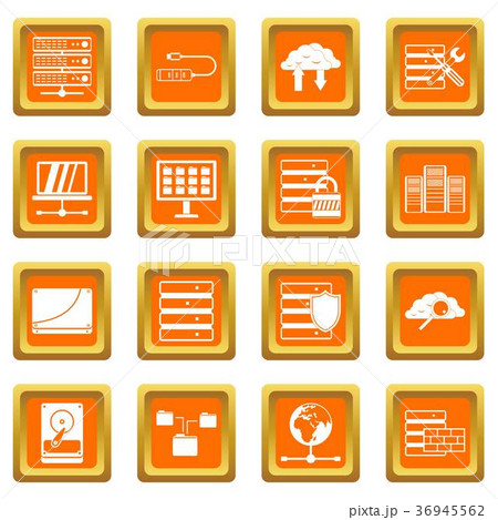 Database icons set orange Database icons set orange 36945562