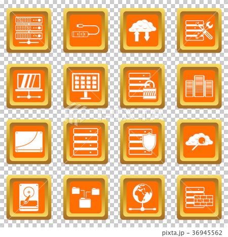 Database icons set orange Database icons set orange 36945562