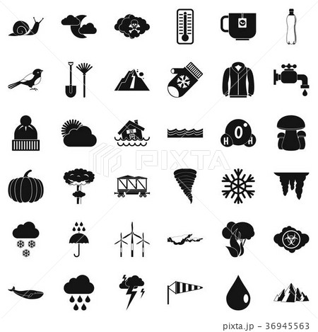 Autumn cloud icons set, simple style Autumn cloud icons set, simple style 36945563