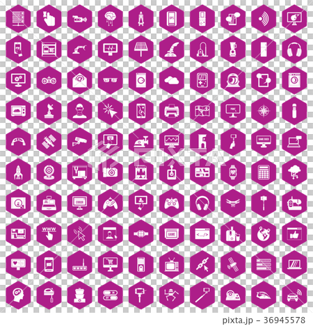 100 software icons hexagon violet 36945578