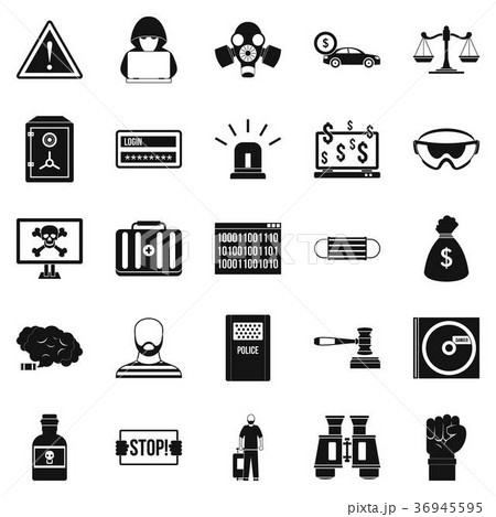 Fault icons set, simple style 36945595