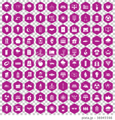100 solar energy icons hexagon violet 100 solar energy icons hexagon violet 36945598