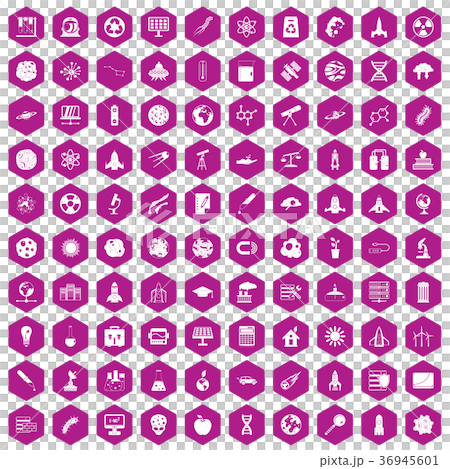 100 space icons hexagon violet 100 space icons hexagon violet 36945601