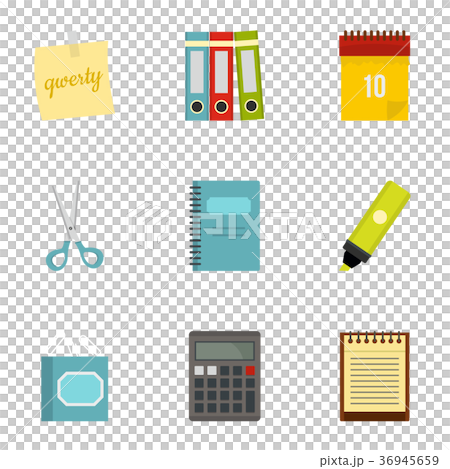 Office stuff icon set, flat style Office stuff icon set, flat style 36945659