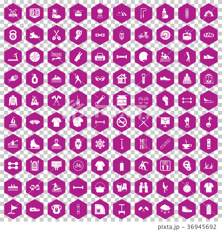 100 sport life icons hexagon violet 100 sport life icons hexagon violet 36945692