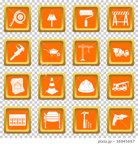 Architecture icons set orange 36945697