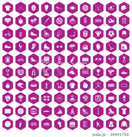 100 sport team icons hexagon violet 100 sport team icons hexagon violet 36945700