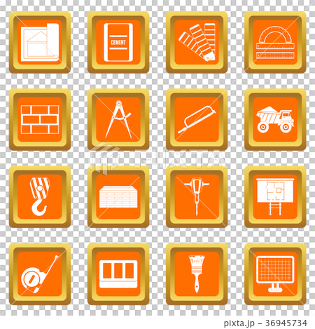 Construction icons set orange - Stock Illustration [36945734] - PIXTA