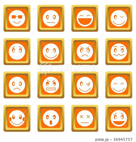 Emoticon icons set orange 36945757