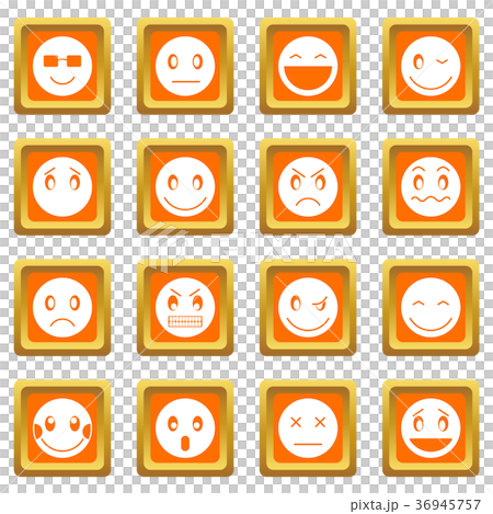 Emoticon icons set orange 36945757