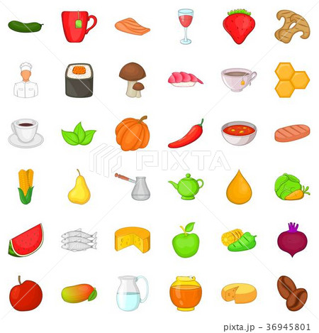 Food for diet icons set, cartoon style Food for diet icons set, cartoon style 36945801