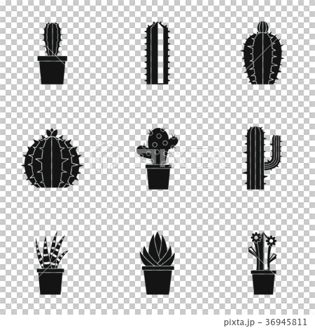 Cactus icon set, simple style Cactus icon set, simple style 36945811