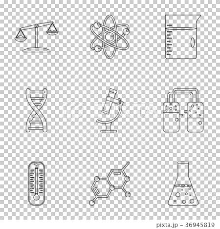 Chemical laboratory icon set, outline style Chemical laboratory icon set, outline style 36945819