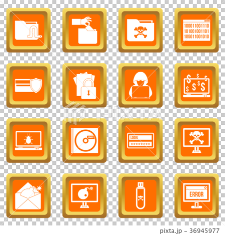 Criminal activity icons set orange Criminal activity icons set orange 36945977