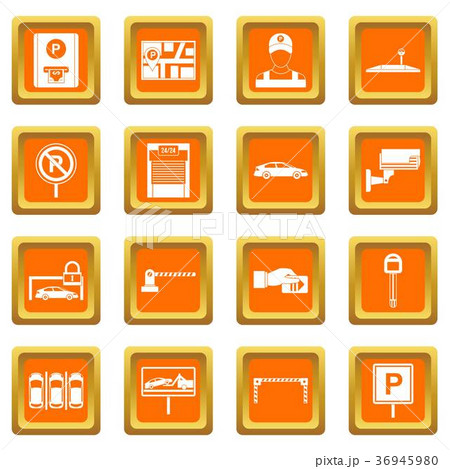 Car parking icons set orange Car parking icons set orange 36945980