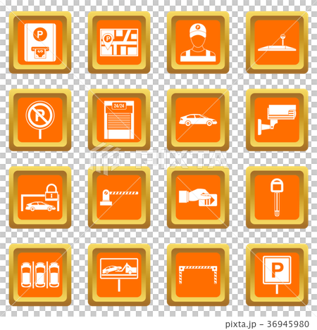 Car parking icons set orange Car parking icons set orange 36945980