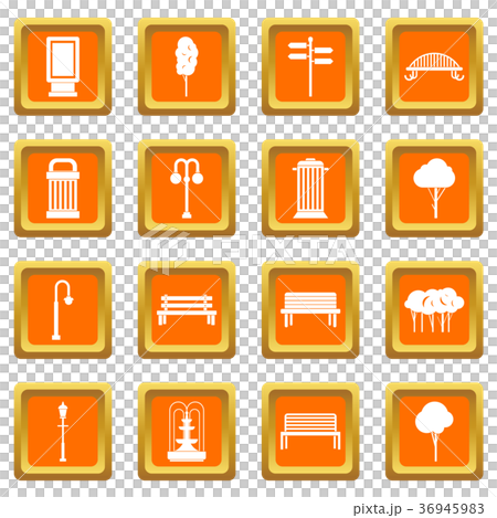 Park icons set orange Park icons set orange 36945983