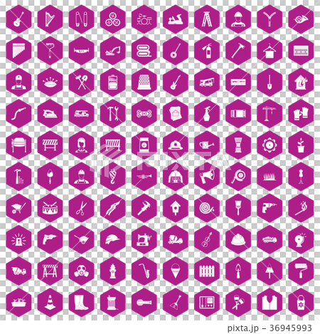 100 tools icons hexagon violet 100 tools icons hexagon violet 36945993