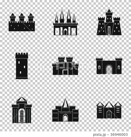 Ancient castles icon set, simple style Ancient castles icon set, simple style 36946003