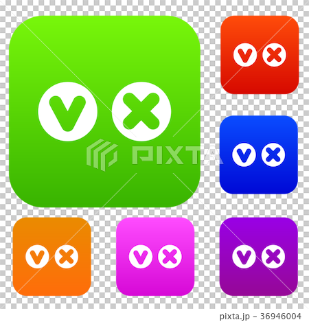Fat tick and cross in circles set collection Fat tick and cross in circles set collection 36946004