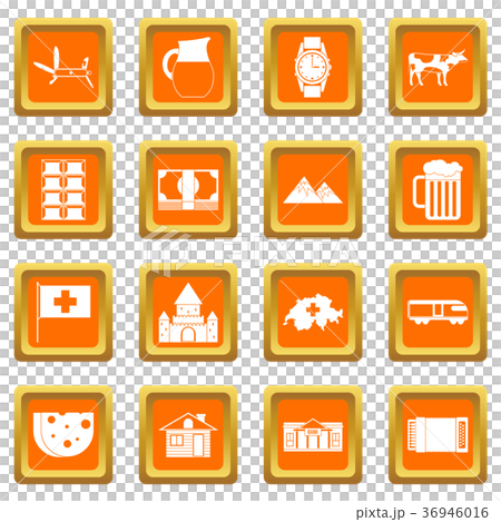 Switzerland icons set orange Switzerland icons set orange 36946016