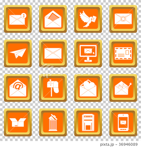 Email icons set orange Email icons set orange 36946089