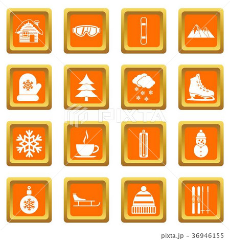 Winter icons set orange Winter icons set orange 36946155