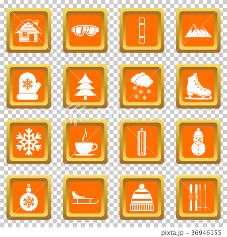 Winter icons set orange Winter icons set orange 36946155