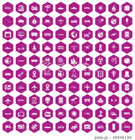 100 technology icons hexagon violet 100 technology icons hexagon violet 36946199