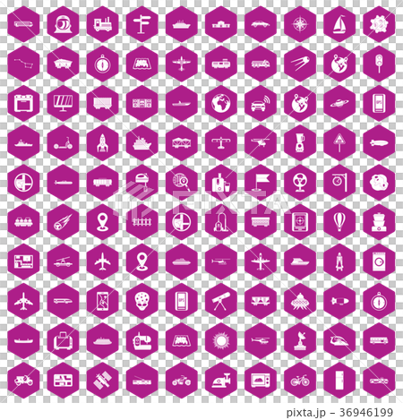 100 technology icons hexagon violet 100 technology icons hexagon violet 36946199