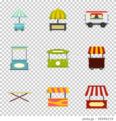 Street kiosk icon set, flat style 36946219