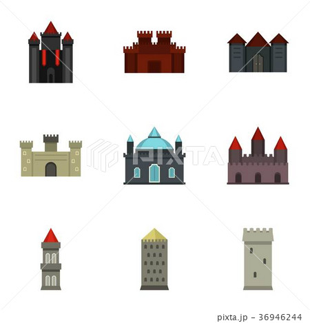 Medieval castles icon set, flat style Medieval castles icon set, flat style 36946244