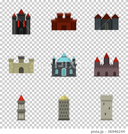 Medieval castles icon set, flat style 36946244