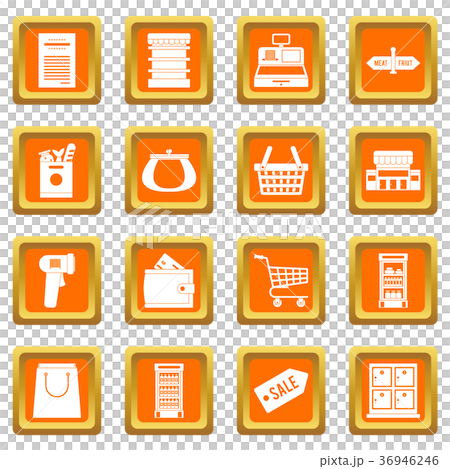 Supermarket icons set orange Supermarket icons set orange 36946246
