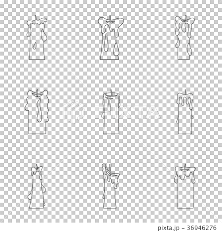 Decorative candle icon set, outline style Decorative candle icon set, outline style 36946276