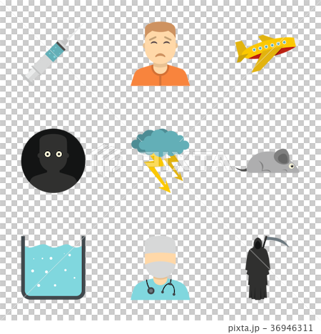 Anxiety and stress icon set, flat style 36946311
