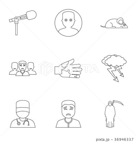 Fear icon set, outline style Fear icon set, outline style 36946337