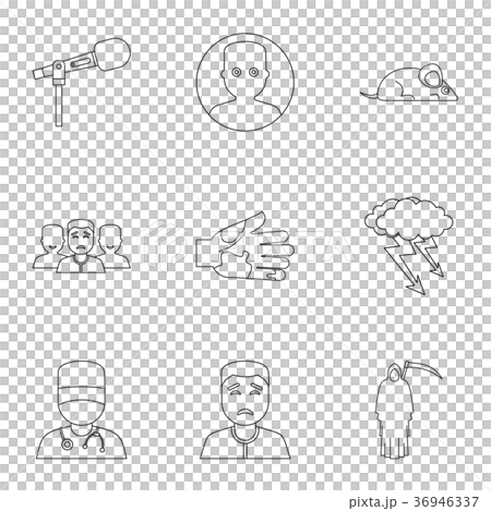 Fear icon set, outline style Fear icon set, outline style 36946337