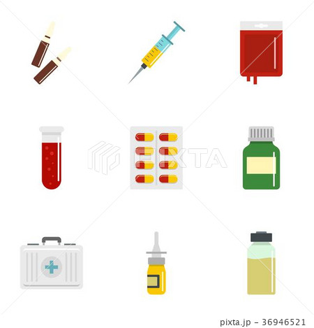 Medicinal preparations icon set, flat style Medicinal preparations icon set, flat style 36946521