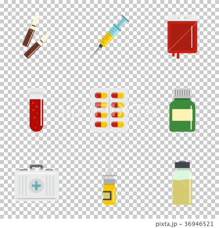 Medicinal preparations icon set, flat style Medicinal preparations icon set, flat style 36946521