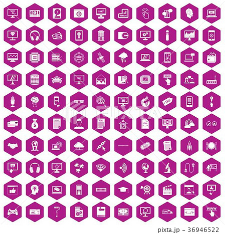 100 website icons hexagon violet 36946522