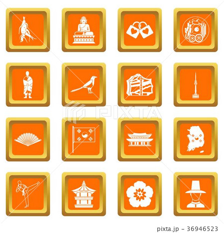 South Korea icons set orange 36946523