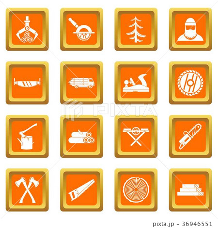 Timber industry icons set orange Timber industry icons set orange 36946551