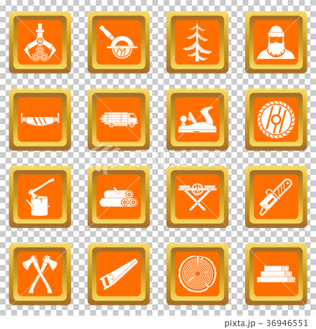 Timber industry icons set orange Timber industry icons set orange 36946551