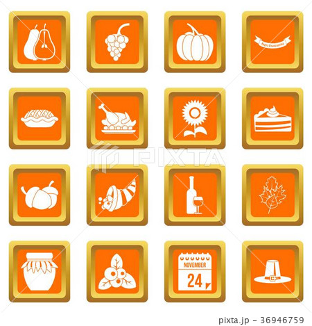 Thanksgiving icons set orange Thanksgiving icons set orange 36946759