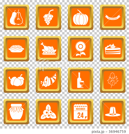 Thanksgiving icons set orange Thanksgiving icons set orange 36946759