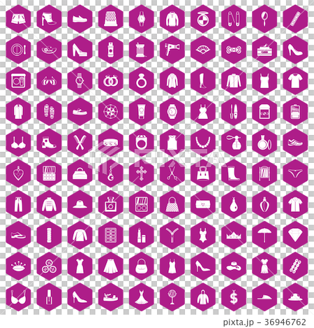 100 womens accessories icons hexagon violet 36946762