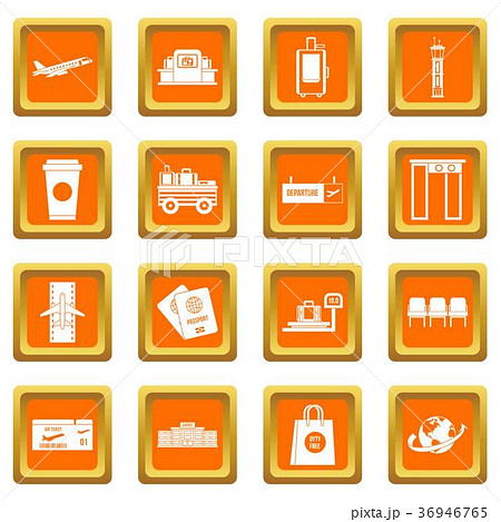 Airport icons set orange 36946765
