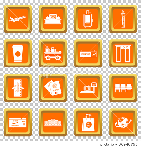 Airport icons set orange 36946765