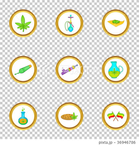 Cannabis icon set, cartoon style Cannabis icon set, cartoon style 36946786
